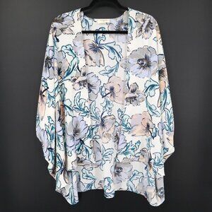 Everly Kimono Cardigan Womens M White Boho Resort Preppy Feminine Ethereal Beach